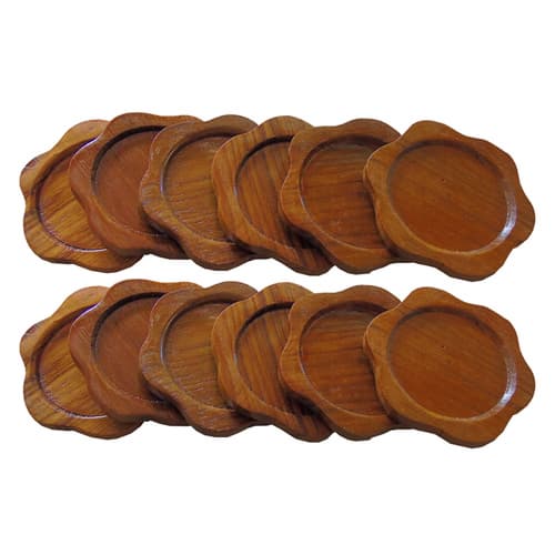 Coasters shape flower made from teak wood_ Sets 12 pieces